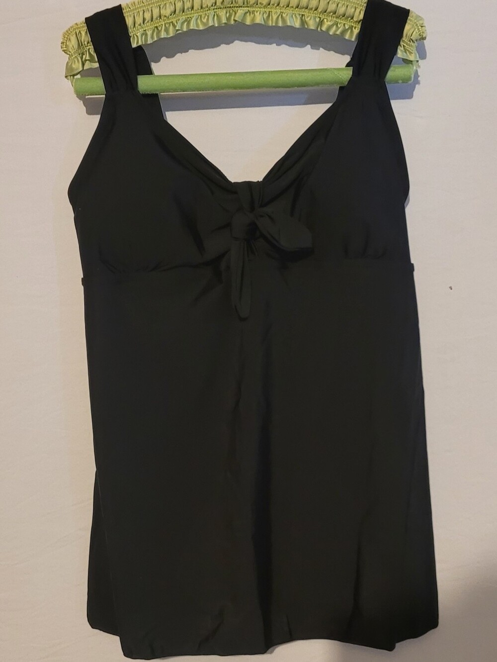 Danify Black Tie-Front Women’s Tankini Top, 48